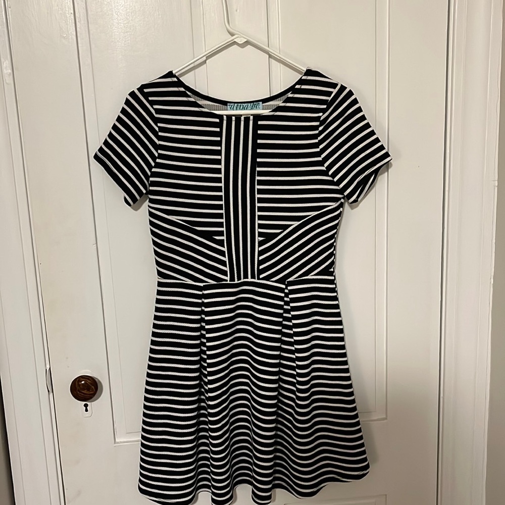 Black and white striped a-line dress!